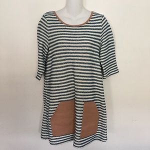 Anthropologie Blue & White Striped Tunic Size M